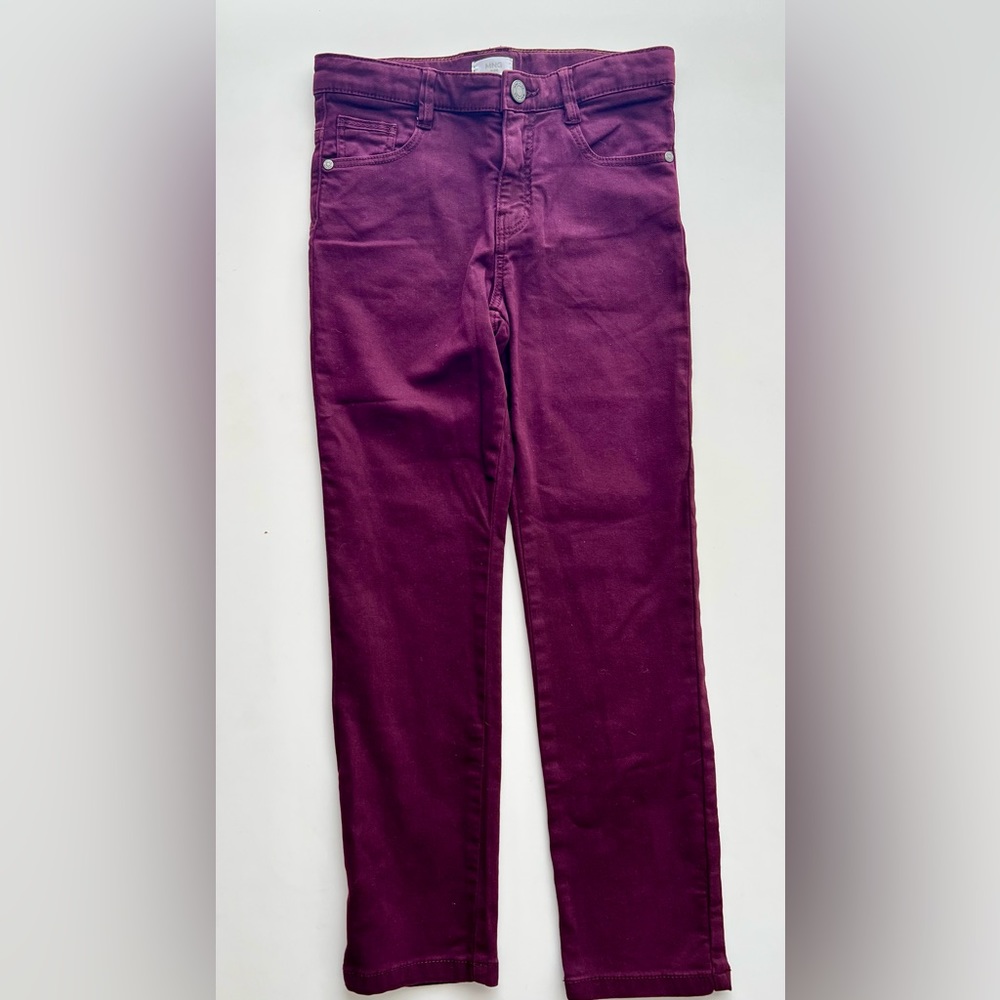 Mango kids girls purple skinny denim pants adjustable waist 9